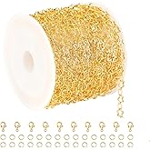 KYUNHOO 5 Meters Necklace Chains for Jewelry Making Hollow Star Link Chain on Spool 18K Gold Plated Jewelry Chain Roll with Lobster Clasps Jump Rings Handmade Craft Making Supplies