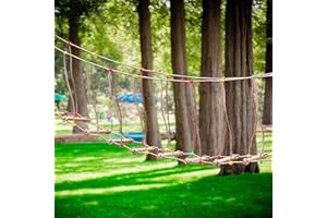 KKYOYRE 8M/26.25ft Outdoor Rope Swinging Bridge Ladder,Solid Wood Climbing Bridge,Ideal for Backyard Obstacle Courses & Recre