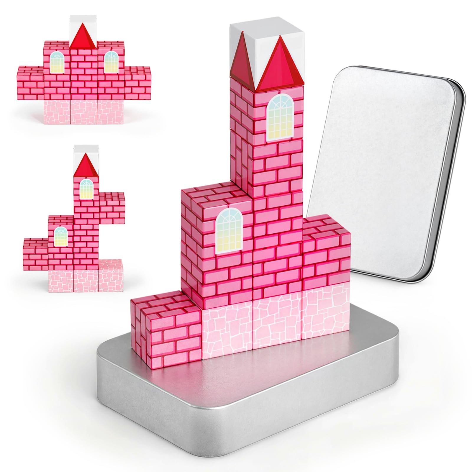 Photo 1 of 3 otters Magnetic Blocks 12PCS Princess Castle Travel Set, STEM Magnet Cubes with Metal Storage Box, Pocket-Sized Building Toys for Kids, Road Trip & Airplane Gifts for Boys & Girls