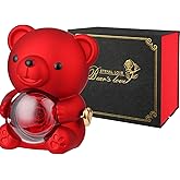 Easegain Cute Teddy Bear with Forever Preserved Real Rose,Eternal Flowers Elegant Rose Box with Teddy Bear Gift Card, Romantic Gift for Her in Valentine's Day, Mother's Day,Weddings