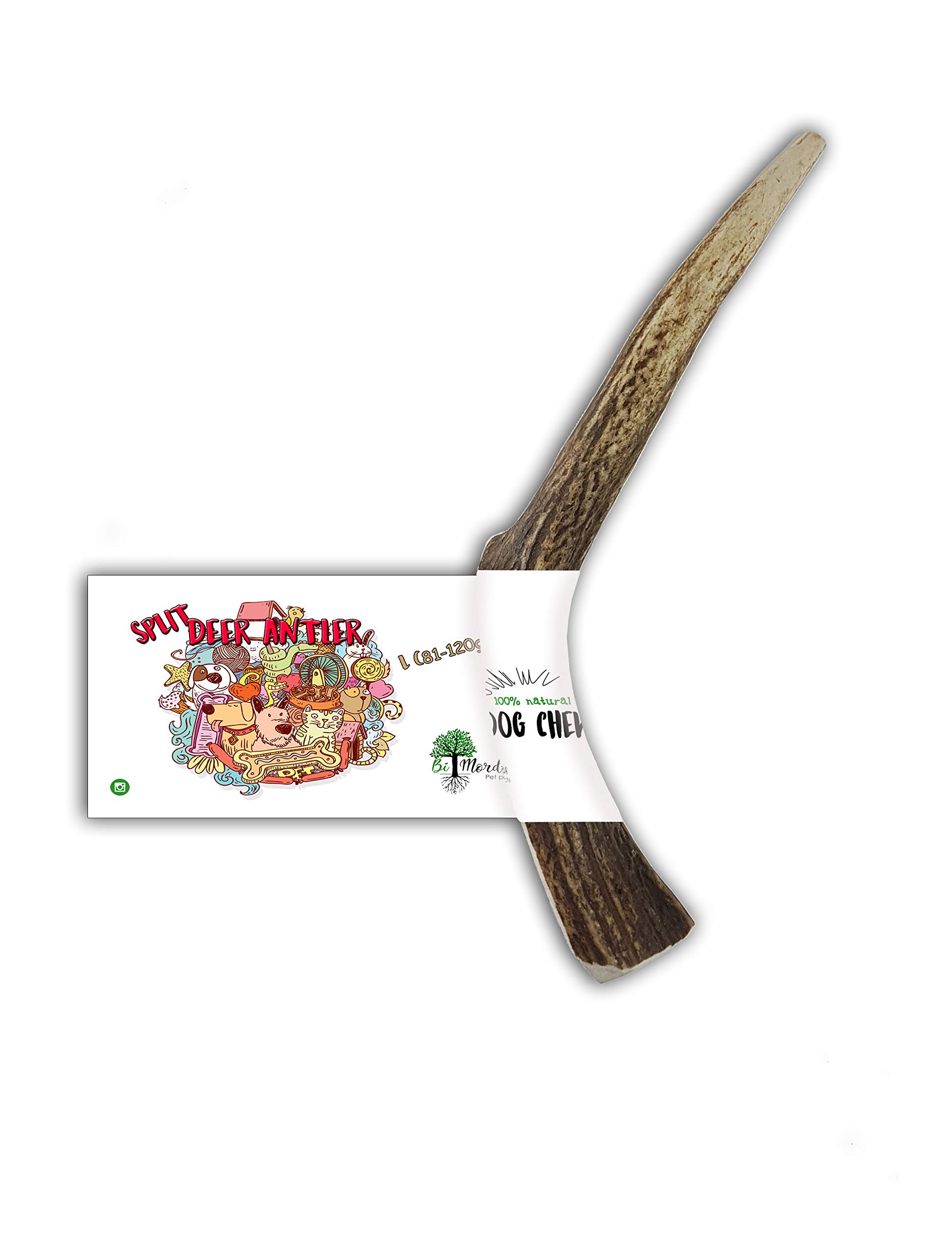 BiMordiscos Pet Products Deer Antler Teether for Dogs - 100% Natural (L 81-120g)