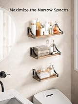 Pipishell Paulownia Wood Floating Shelves Set of 3 Rustic Brown view 3