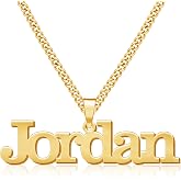 LASTSTA8 Name Necklace for Men Custom 18K Gold Plate Necklace with Curb Figaro Chain Customized Christmas Birthday Gifts for Men