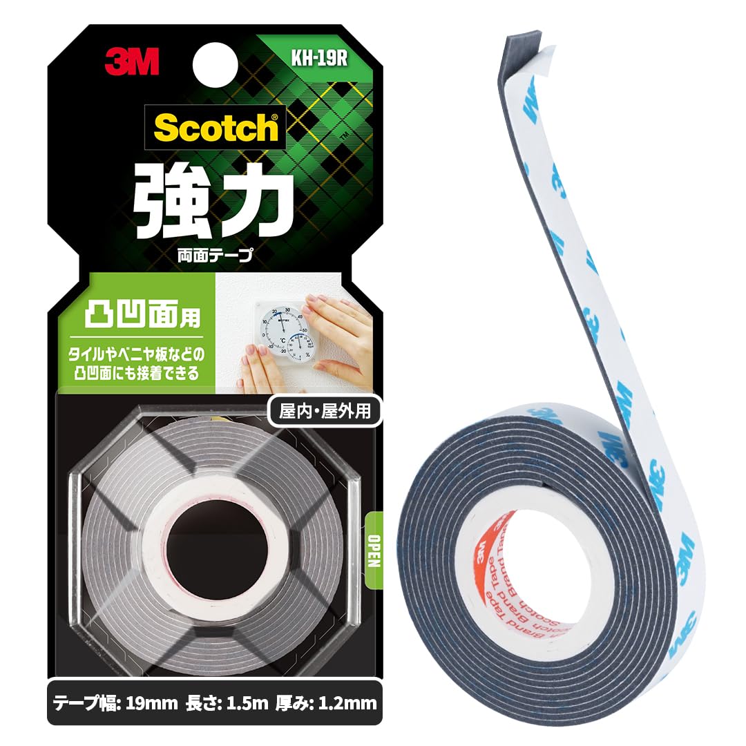 3M スコッチ 強力両面テープ 凸凹面用 19mm×1.5m KH-19R商品画像