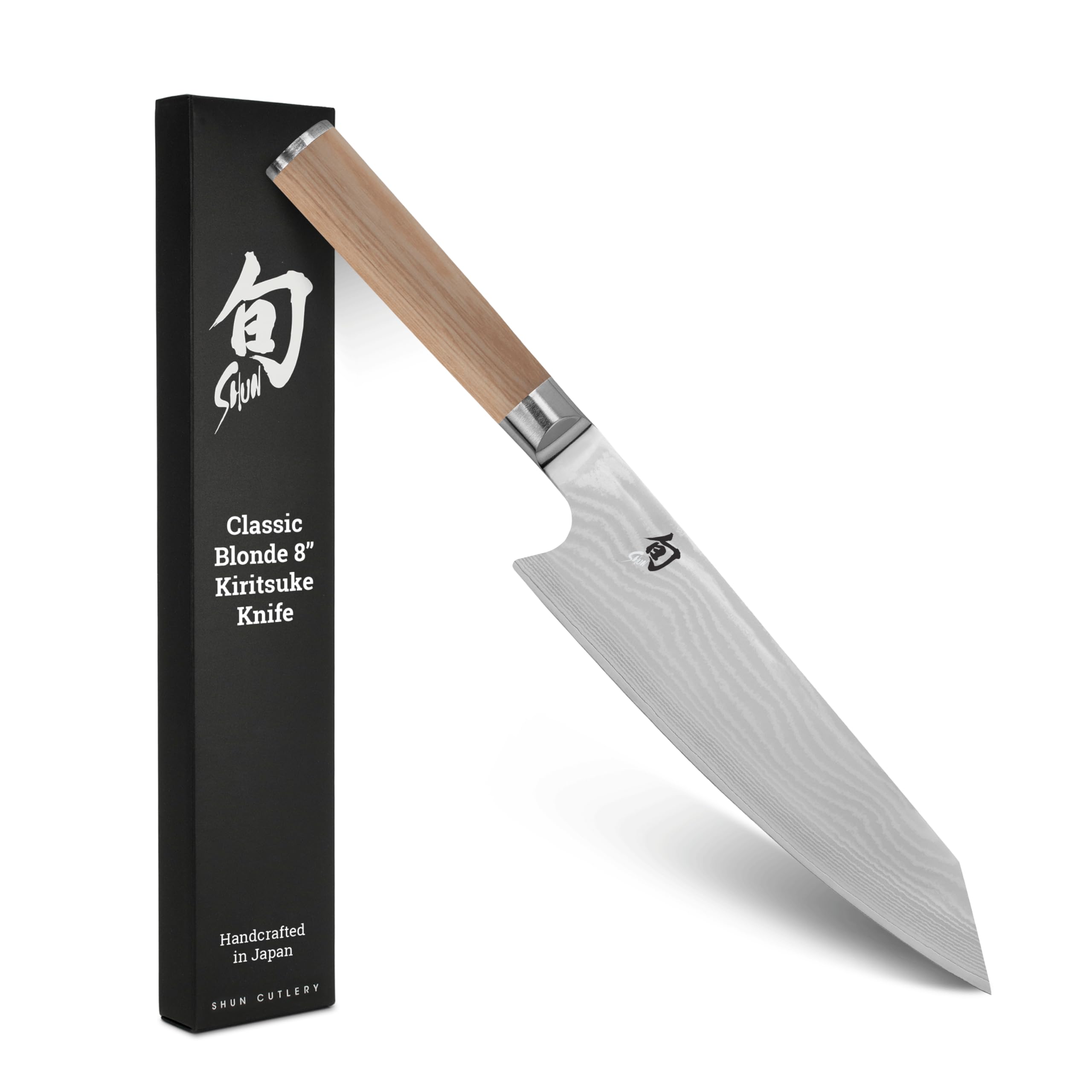 Shun Classic Blonde 8" Kiritsuke Knife, Handcrafted Japanese Kitchen Knife for Professional and Home Chefs, VG-MAX Core with Damascus Stainless Steel Cladding, Pakkawood Handle Image