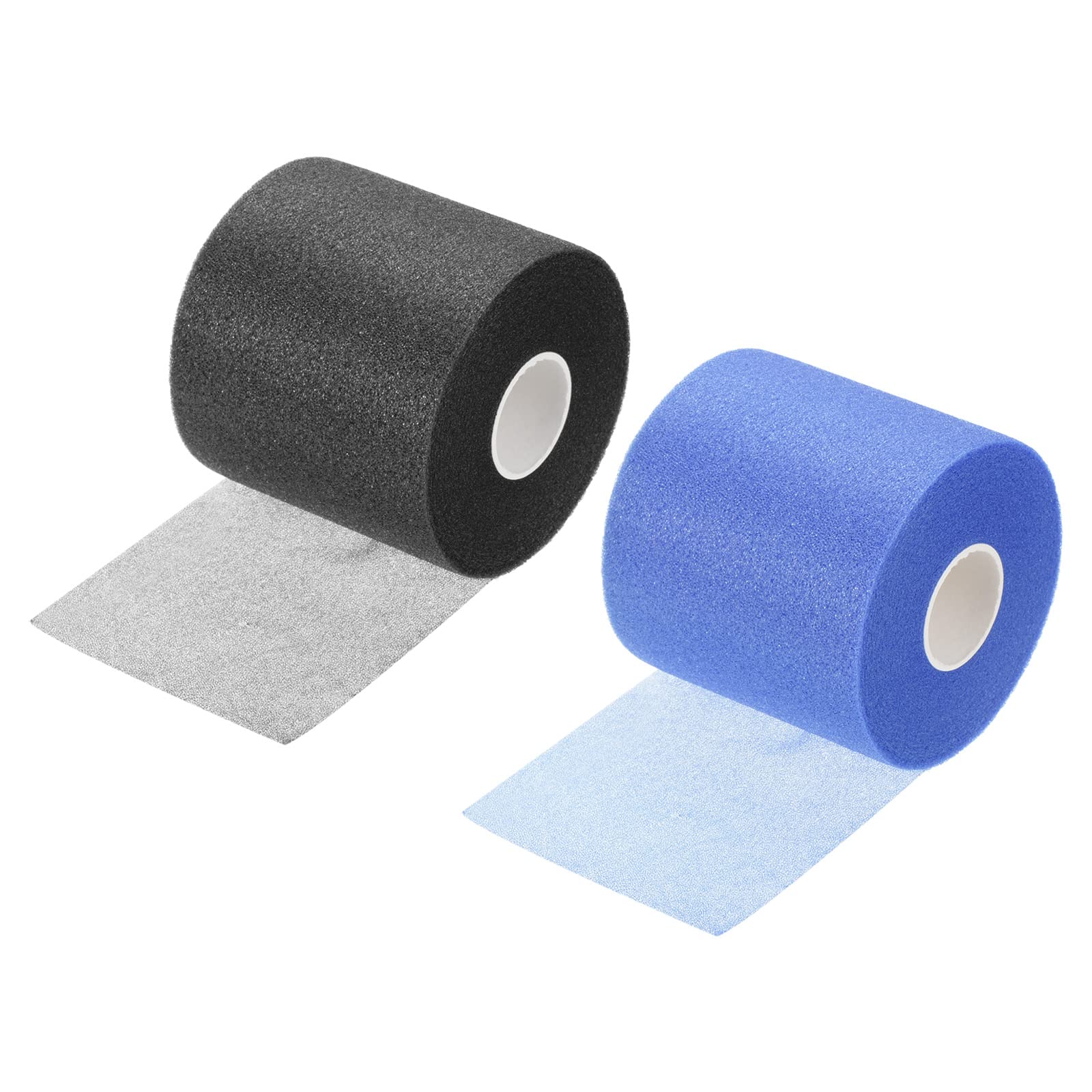 PATIKIL 30 Yard x 2.8 Inch Badminton Grip Cushion Wrap, 2 Pack PE Tennis Racket Grip Tape Backing Film Handle Anti Skid Cushion Accessories, Black/Blue