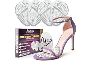 Ballotte Metatarsal Pads for Women, Silicone Gel Foot Cushions for High Heels, Ball of Foot Pain Relief, Non-Slip Shoe Pads for Shock Absorption & All-Day Wear, Prevention of Feet Fatigue (4 Pack)
