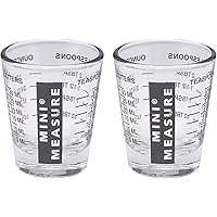 Kolder Mini Measure Heavy Glass, 20-Incremental Measurements Multi-Purpose Liquid and Dry Measuring Shot Glass, Black…