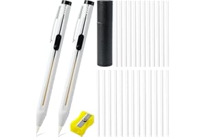 28 Pcs White Chalk Pencil for Sewing, Tailor Chalk Fabric Chalk for Sewingric Pencil Set with Refillable Cartridge & Sharpene