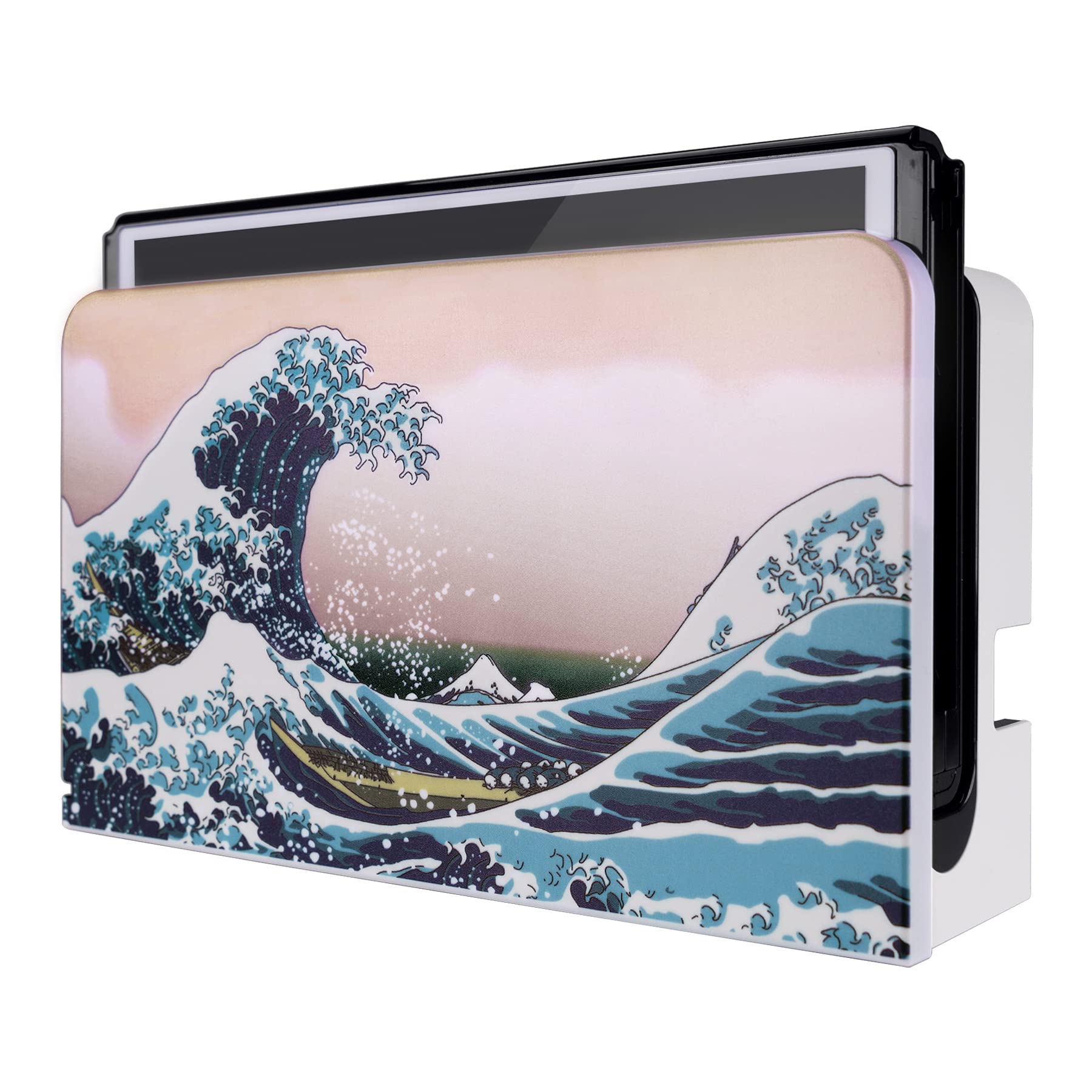 PlayVital The Great Wave Custom Dock Cover for Nintendo Switch OLED, Dust Anti Scratch PC Hard Faceplate Shell Cover for Nintendo Switch OLED Charging Station - Dock NOT Included