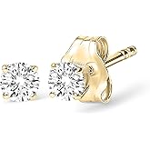 14K Gold 1/2 Cttw Round Lab Grown Diamond Solitaire Stud Earrings - Choice of Metal Color