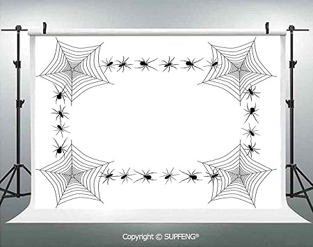 Amazon 背景不気味なフレーム アラキニド 毒 罠 漫画スタイル モノクロプリント 3d背景 インテリア装飾 フォトスタジオ小道具 バックペーパー 背景布 通販