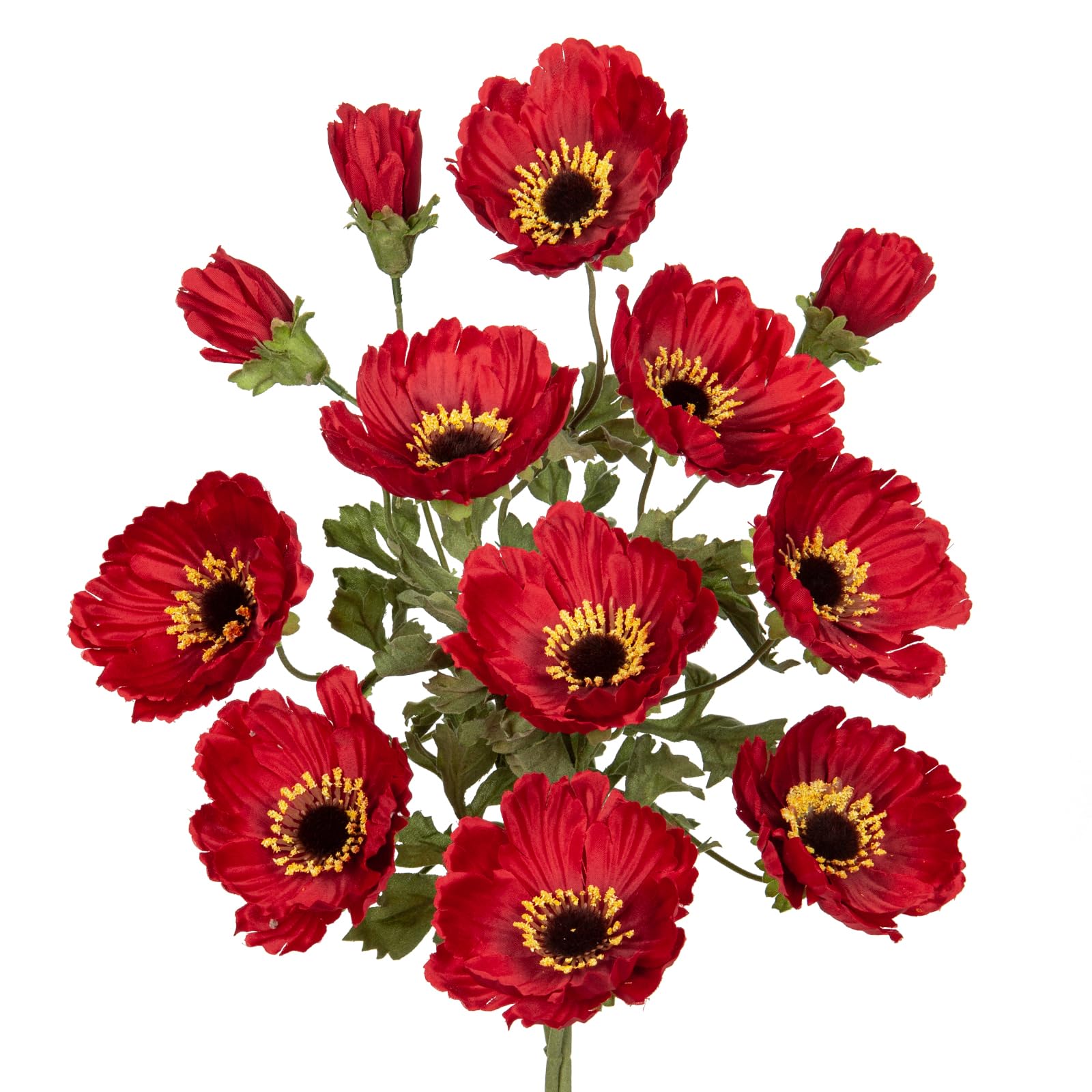 Photo 1 of 28.3" Red Artificial Flowers Poppy Flowers 3Pcs Silk Fake Poppy Flowers Real Touch Faux Poppies Spring Flower Long Stem Arrangement with 4 Heads for Party Centerpiece Bouquet Table Home Decoration