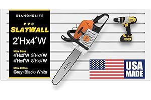 DLDIRECT 24" X 48" - White Slatwall Panel Garage Organizer: Heavy Duty Wall Mounted PVC Rack, Interlocking Slat Paneling for Garage Storage, Slotwall Board, Shelves System