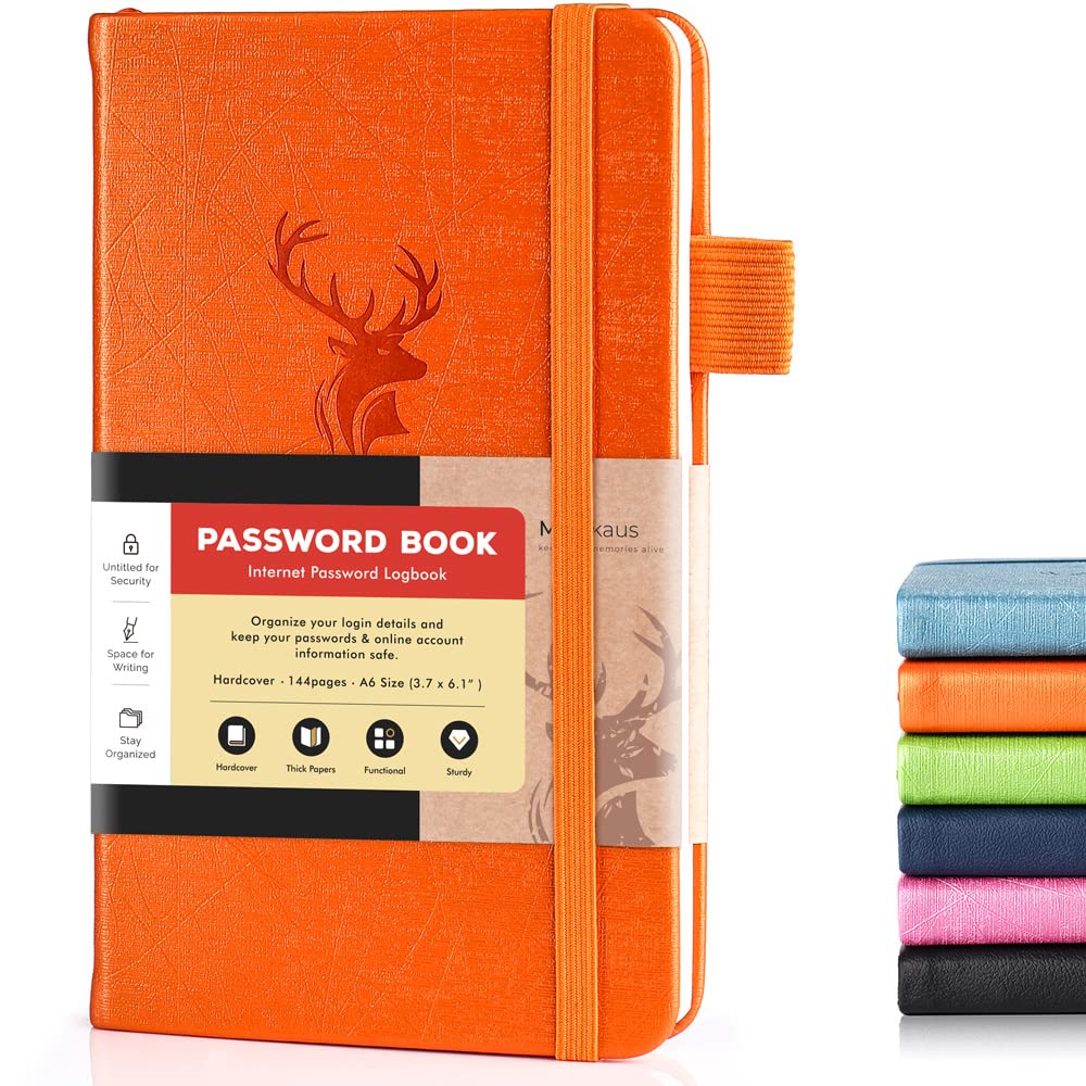 Password Book Alphabetical with Tabs: Small Password Keeper for Website Log In - Hardcover Password Notebook Pocket Size Used for Internet Address and Password Oganazation,6.1*3.7in (Orange)