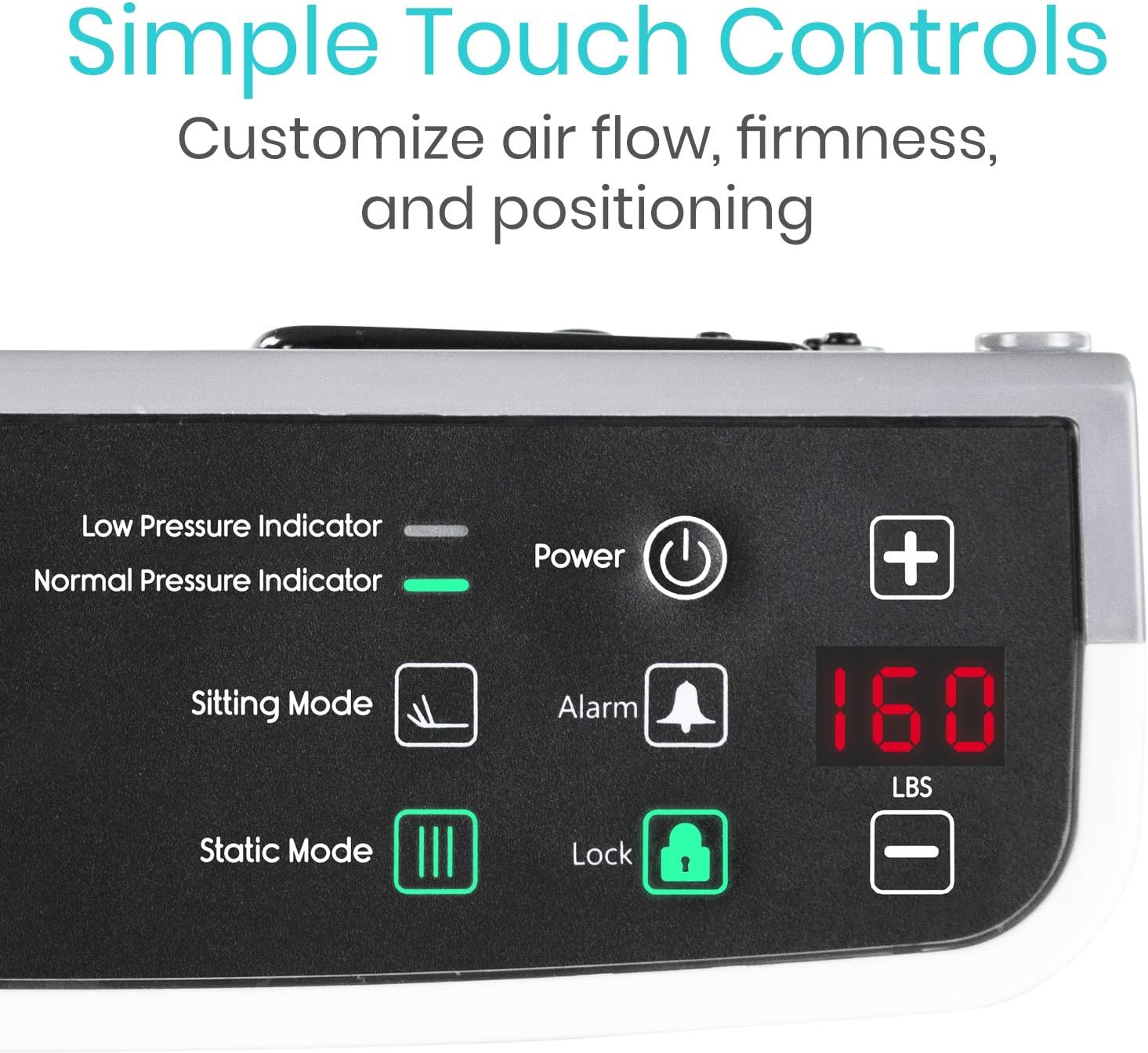 Vive 8" Alternating Pressure Mattress - Low Air Loss Hospital Replacement Mattress - Medical Bed Topper for Pressure Ulcers and Bed Sores - Variable, Inflatable Pressure Pump System: Health & Personal Care