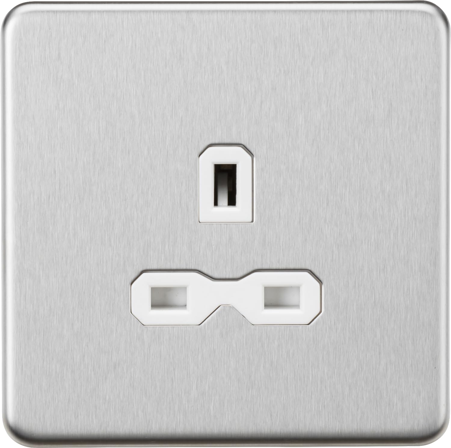 13A 1G Unswitched Socket - Brushed Chrome with White Insert