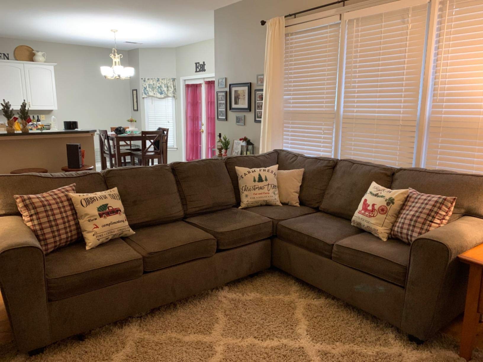 DAJIEWENHUA Christmas Pillow Covers 18x18 Set of 4 for Christmas Pillow Cover Winter Holiday Rustic Linen Cushion Case for Sofa Couch Christmas Decorations Throw Pillow Covers