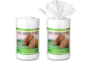 Sunnymove 120 Pcs Teat Wipes Cow Goat Sheep Udder Prep Wipes 5.5 x 7.8 Inches Reclosable Pail for Health Care Goat Milking Supplies