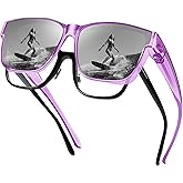 URUMQI Polarized Sunglasses Fit Over Glasses for Men Women, Oversized Square Shades UV400 Protection