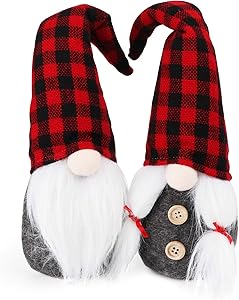 ABSOFINE Christmas Gnome Plush Swedish Gnomes Handmade Tomte Gnomes 12'' Xmas Table Decorations Scandinavian Santa Elf for Christmas Holiday Home Decor Gift, Plaid