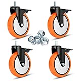 6 inch Threaded Stem Casters Set of 4 Heavy Duty