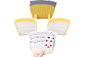KAQUBE Playing Cards Holders Stands, Set of 4 Playing Card Decks w/Foldable Tabletop Stand for Little Hands & Arthritis & Seniors, 3 Layer Design Holds Many Poker UNO Cards, Playing Card Accessories