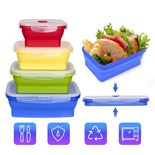 T-SUN Recipientes de Silicona Plegable, Set de 4 recipientes ...