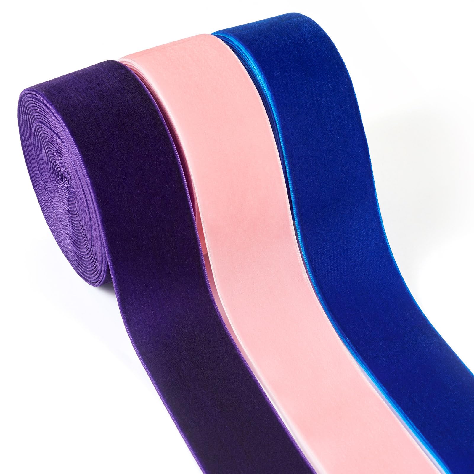 PH PandaHall PandaHall 3 Rolls Single Face Velvet Ribbons Pink Blue Velvet Ribbon 40mm Satin Ribbon for Sewing Bowknot Making Gift Wrapping Party Wedding Decor