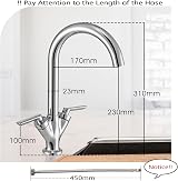 Funime Kitchen Sink Mixer Taps Monobloc Chrome Brass Dual Lever 1 Hole view 6