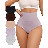 MIOTAN Women's Underwear 5 Pack High Waisted Light Tummy Control Ladies Panties Comfortable Briefs Full Coverage S-XXL