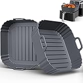 PINTAUR Square Silicone Air Fryer Liners 2 Pack, Compatible with Ninja AF141 181, 8.5 Inch Air Fryer Liners for COSORI 5-6.5 QT, Reusable Silicone Basket, Air Fryer Accessories