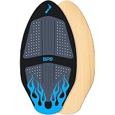 BPS New Zealand 'Flame' Wooden Skimboard for All Ages | Built-in EVA Grip Pad, High Gloss Clear Coating, Optional Bag, Nose Rocker, 7 Layer Wood