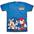SEGA Boys Sonic The Hedgehog Shirt - Featuring Sonic, Tails, and Knuckles - The Hedgehog Trio - Official T-Shirt