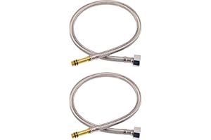 Skweawert 20 In Faucet Supply Lines, 1/4 Female Compression Thread x M10 Male Connector,Braided Stainless Steel Faucet Hose for Kitchen Sink Toilet（2Pack)