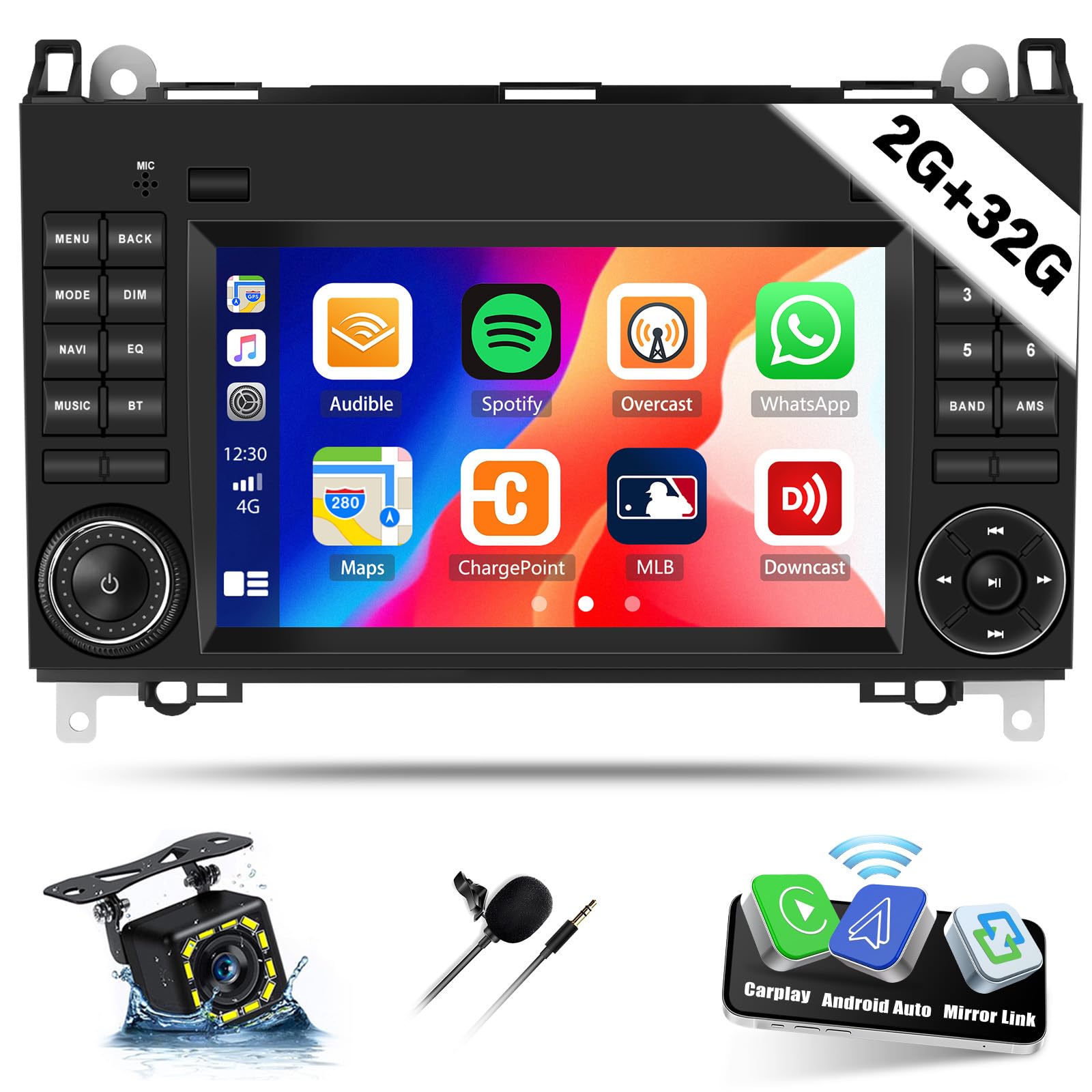 Photo 1 of 2G+32G Android 13 Car Stereo for Mercedes Benz W169 W245 W639 W906 Vito Viano B200 Sprinter Car Play Android Auto 7”IPS Touchscreen Bluetooth GPS Navigation Mirror Link WIFI FM/RDS USB SWC+Camera Mic