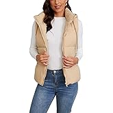Gihuo Women's Hooded Puffer Vest Winter Warm Zip Up Vest Quilted Padded Gilet with Pockets