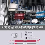 MZHOU 2 Port SATA Expansion Card PCIe 6Gbps SATA Controller JMicron JMB582 view 2