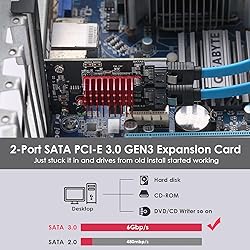 MZHOU 2 SATA Expansion Card, PCI-E 3.0 GEN3 JMICRON