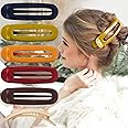 RC ROCHE ORNAMENT 6 Pcs Womens French Barrette Classic Duckbill Alligator Eyelet Oval Hair Decor Clips Side Slide Firm Grip Beauty Accessory Plastic Styling Pin Clamps, Large Classic Multicolor