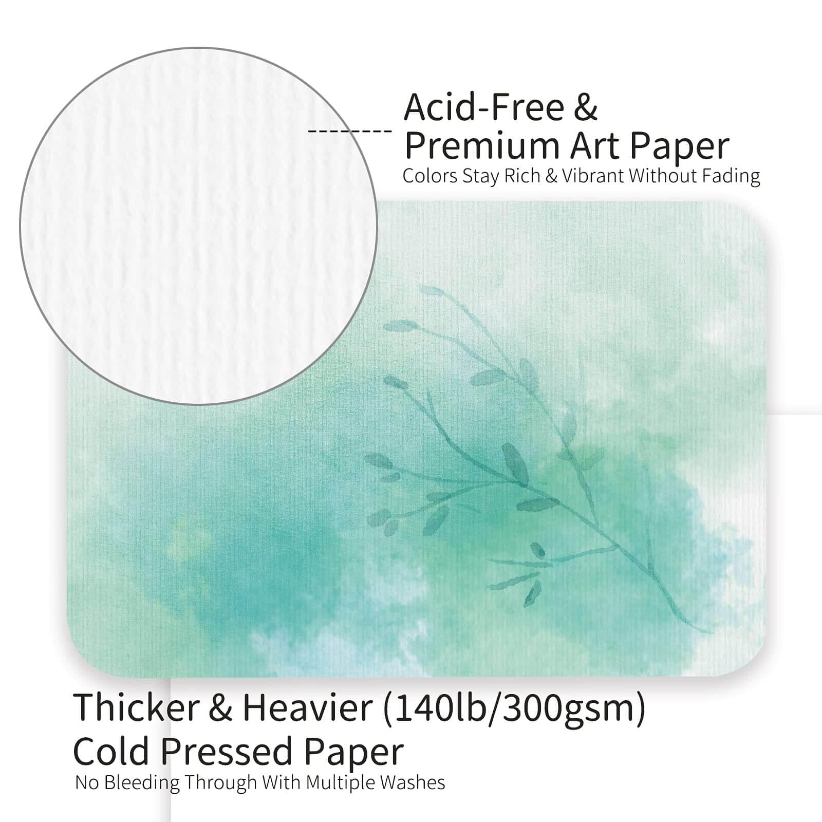 Funto Blank Watercolor Paper Postcards, 50 Cards, 4x6, 140lb/300gsm, Acid-Free Heavyweight Art Paper for Thank You Notes & Greeting Cards
