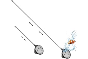 Filhome Telescopic Aquarium Fish Net, Fine Mesh Round Fish Net for Fish Tank with Extendable Long Handle (3.5 inch)