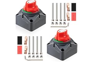 LUNEY Battery Disconnect Switch, 12V-48V Battery Cut Off Switch (On/Off) for Marine, Boat, Camper, RV, Truck, Trailer Vehicles (2 Pack), Upgraded