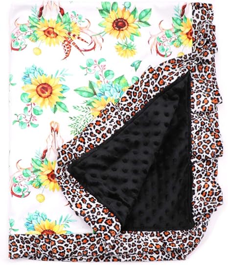 Amazon Co Jp ひまわりと羊の頭毛 ヒマワリとヒツジの頭の毛布 ヒョウ柄の縁取り フラシ天生地 おくるみ 毛布 飾り 毛布 赤ちゃん 新生児 日常 子供用 ブランケット 新生児 ギフト Home Kitchen