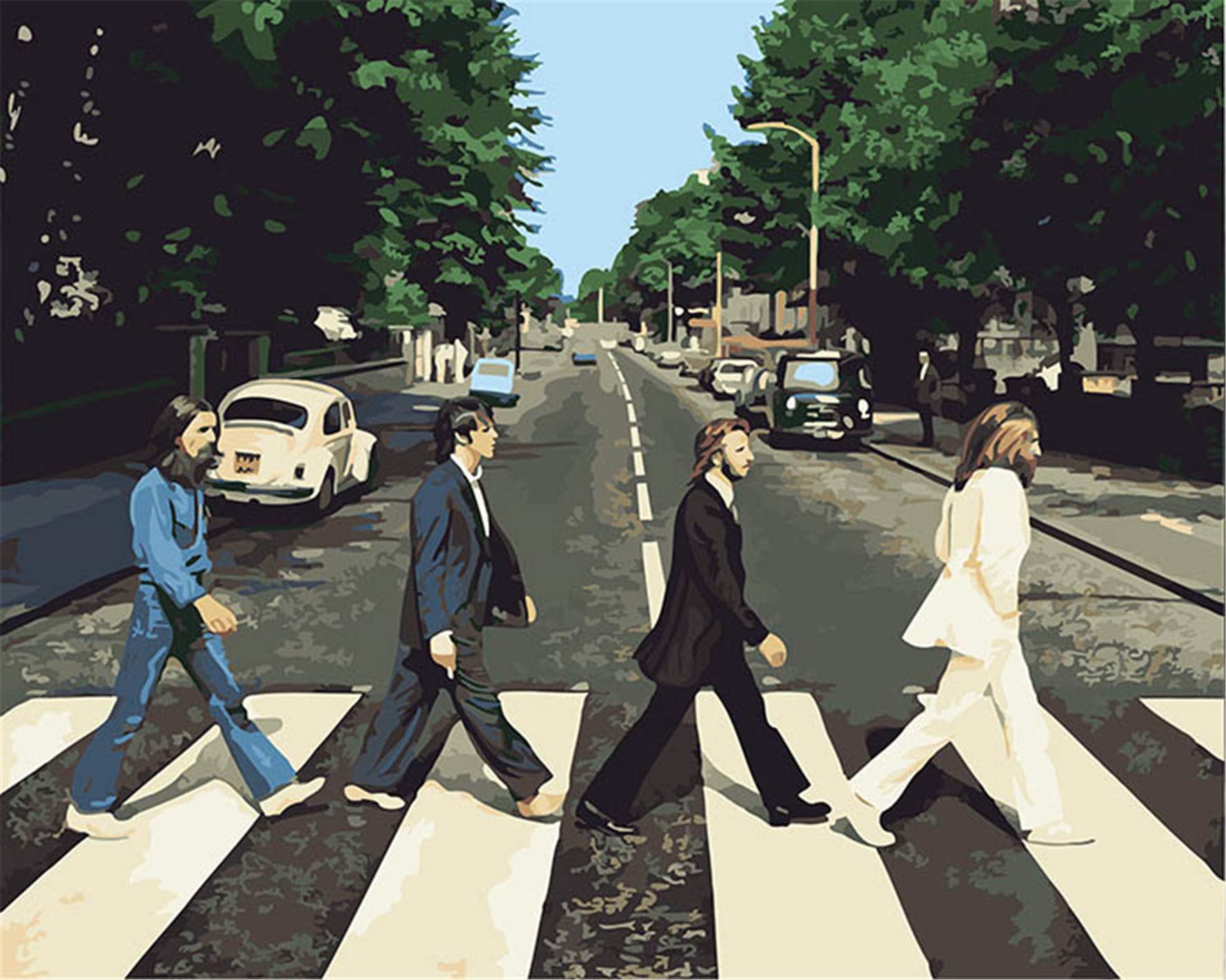 CaptainCrafts Paint by Numbers for Adults, DIY Oil Painting Paint by Number Kits Linen Canvas 16x20 Inch Wall Art House Decor (with Frame, Street Shot of The Band)