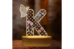 COSHAYSOO Earring Holder Organizer Sweet 16 Gifts Preppy Stuff for Teen Girls 10-12 12-14 14-16 16-18 Jewelry Stand for Young Women Easter Birthday Decorations, LED Butterfly Initial Letter K