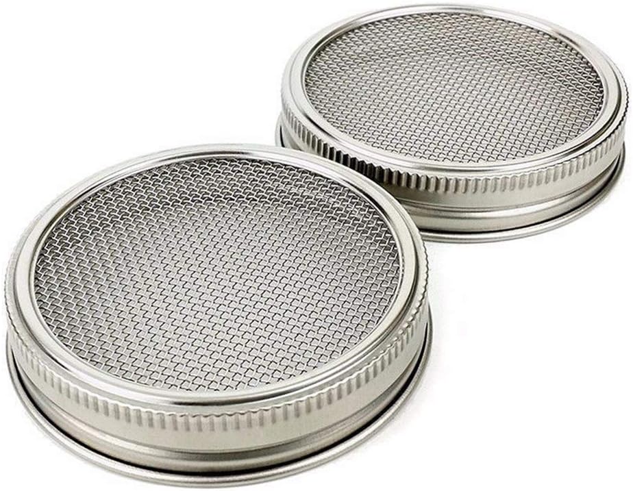 Allegro Huyer Wide Mouth Quart Mason Jars 2Pc Stainless Steel Strainer Sprouting Lids For Wide Mouth Mason Canning Jars HG7453X2
