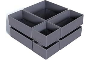 ORLISA 8 Pack Drawer Organizer for Baby Clothes, Foldable & Washable Bins - Perfect for Nursery & Dresser Organization, Grey - Durable Storage Solution for Baby Essentials, Socks,