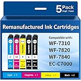 MOGUTOU Remanufactured for 812XL High Yield Replacement for Epson 812xl Ink Cartridges Combo Pack for WF-7840 WF-7820 WF-7310 EC-C7000 Printer Replacement for Epson T812 XL Ink Cartridges (5 Pack)