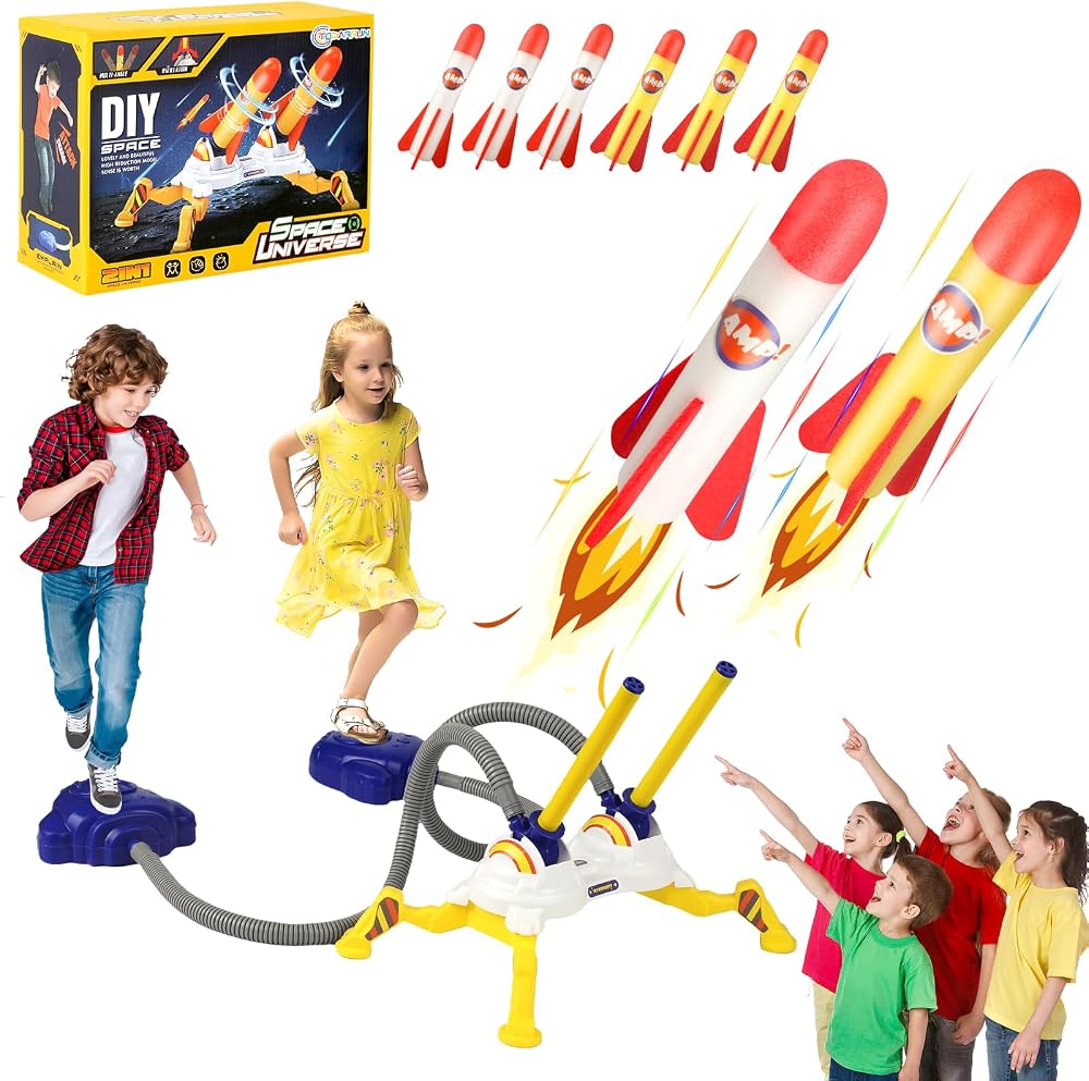 TODARRUN Space Rocket Launcher Toys for Kids Age 3+ Outdoor Game